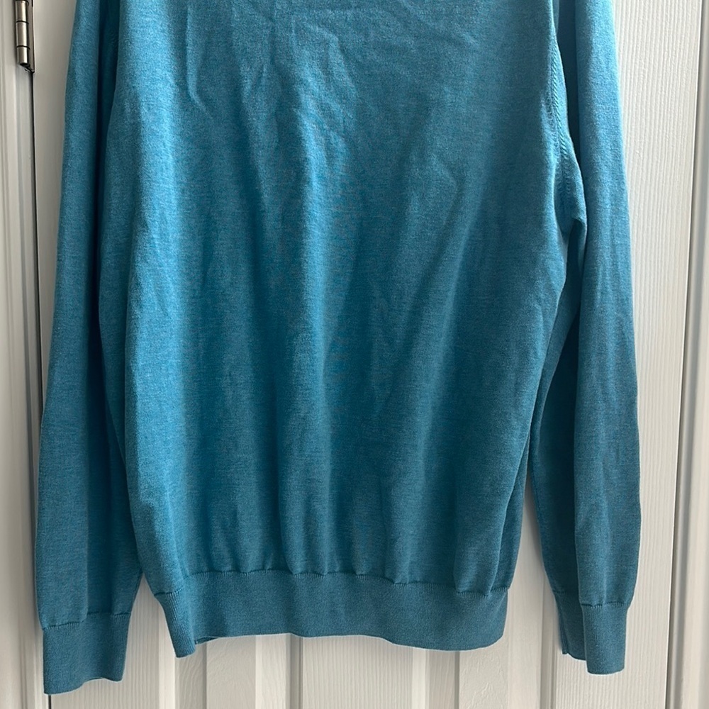 Brooks Brothers 100% Supima Cotton Sweater Teal Blue Mens XL Natural Fibers - Picture 4 of 8